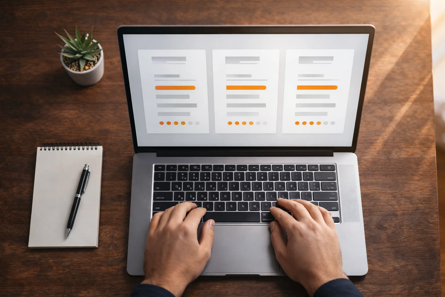 Laptop-Bildschirm zeigt übersichtliches Vergleichsportal für Krypto-Wettanbieter